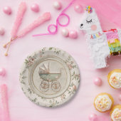 Baby Shower Paper Plate with Vintage Pram Pappteller (Party)