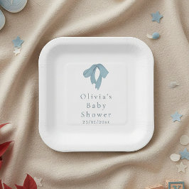 Baby Shower Paper Plates for Boy – Blue Bow Pappteller