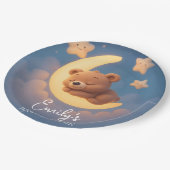 Baby Shower Paper Plates – Teddy Bear on the Moon Pappteller (Schrägansicht)