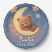 Baby Shower Paper Plates – Teddy Bear on the Moon Pappteller (Vorderseite)