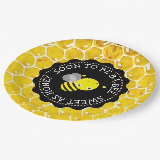 Baby Shower Paper Teller mit Honey Bee Theme (Schrägansicht)