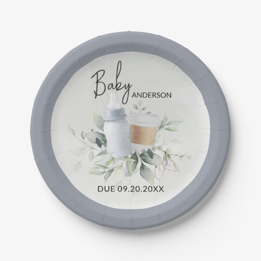 Baby Shower Paper Tellers Baby ist Kaffeepause Pappteller (Vorderseite)