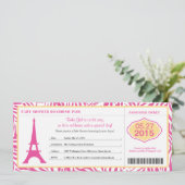 Baby Shower Paris Boarding Pass Einladung (Stehend Vorderseite)
