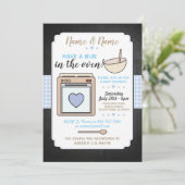 Baby Shower Party Bun in Oven Blue Boy Gingham Einladung (Stehend Vorderseite)