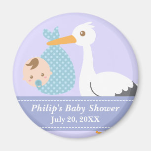Baby Shower Party Favor - Storch liefert Babyjunge Magnet
