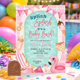 Baby Shower Party Mädchen mit rosa Schwimmbad Einladung