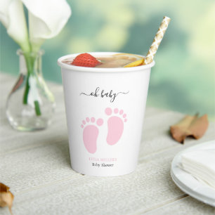 Baby Shower Party mit rosa Babyfüßen, Mädchen-Baby Pappbecher