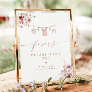 Baby-Shower-Partygeschenke-Tischschild mit rosa Wä Poster
