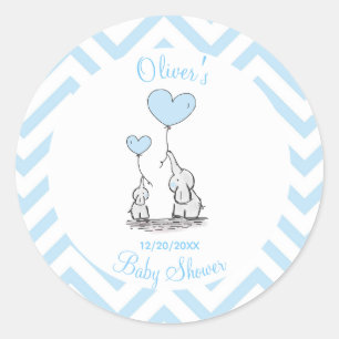 Baby Shower Pastell Baby Elefant mit Herz individu Runder Aufkleber