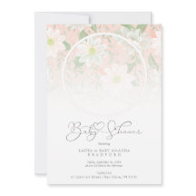 Baby Shower Peach Floral Botanical Photo