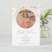 Baby Shower Peach Floral Botanical Photo (Stehend Vorderseite)
