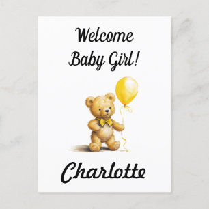 Baby Shower, Personalisierte Teddybär-Karte, Unise Postkarte