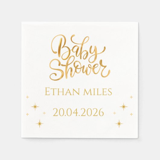 Baby Shower Personalized Name And Date Napkin Serviette (Vorderseite)
