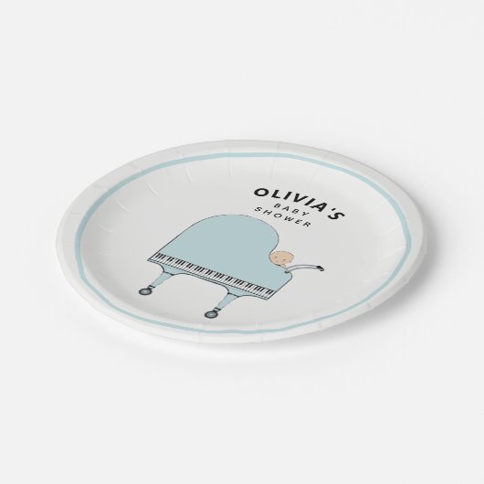 Baby Shower Piano Music Pappteller (Schrägansicht)