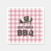 Baby Shower Pig Roast GRILLEN Pink Gingham Serviette (Vorderseite)