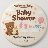 Baby Shower Pin | Welcome Baby | Teddy Bear Button (Vorderseite)