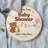 Baby Shower Pin | Welcome Baby | Teddy Bear Button (Beispiel)