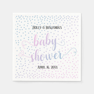 Baby-Shower Pink Blau Konfetti, Namen & Datum Serviette