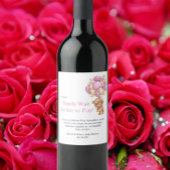 baby shower pink teddy weinetikett