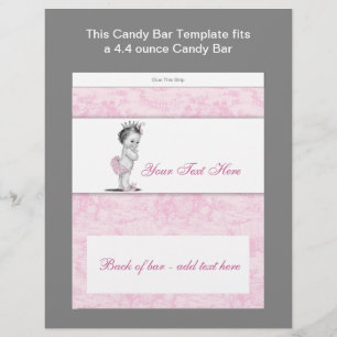 Baby-Shower-Pink-Toile-Candy-Bar-Umschlag Flyer