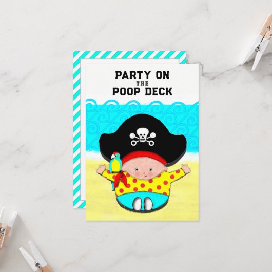 Baby Shower Pirate Theme Einladung (Vorderseite/Rückseite Beispiel)