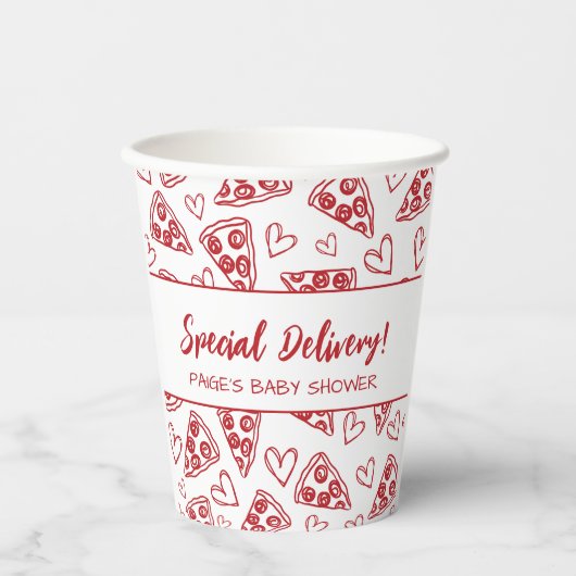 Baby Shower Pizza Party Italian Special Delivery Pappbecher (Vorderseite)