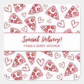 Baby Shower Pizza Party Italienische Sonderlieferu Quadratischer Aufkleber (Vorderseite)