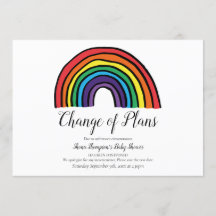 Baby-Shower-Planänderung Modernes Skript Regenboge