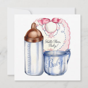 Baby Shower Platz Einladung Bier, Flasche und Tass