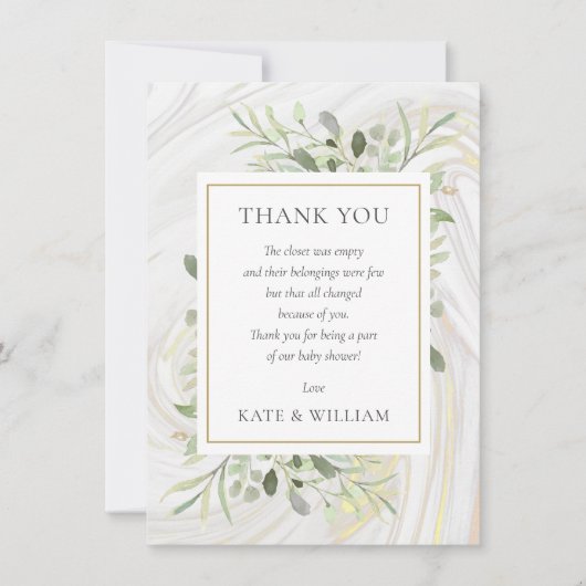 Baby Shower Poem Spring Verlasse Grünflächen Dankeskarte (Vorderseite)