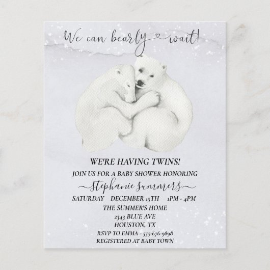 Baby Shower Polar Bären Cubs Winter Twins (Vorderseite)