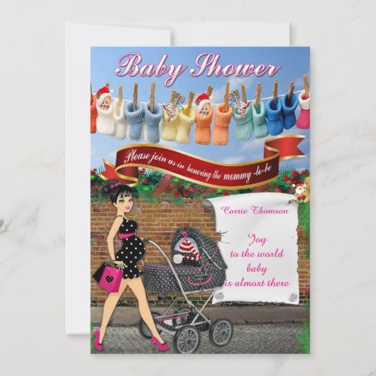 Baby Shower Polka Dot Einladung (Vorderseite)