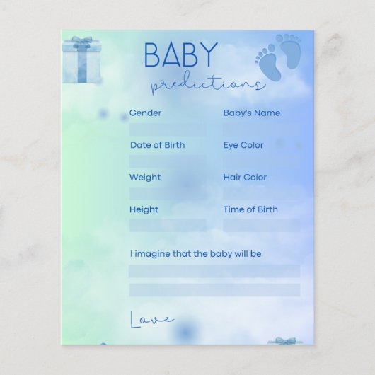 Baby Shower Predictions Game Flyer (Vorne)