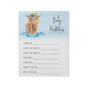 Baby Shower Predictions Spiel Highland Kuh Blue Notizblock