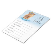 Baby Shower Predictions Spiel Highland Kuh Blue Notizblock (angewinkelt)
