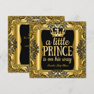 Baby Shower Prinz auf dem Weg Gold Schwarz Einladung