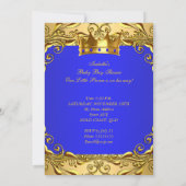 Baby Shower Prinz auf seinem Weg Gold Royal Blue Einladung (Rückseite)