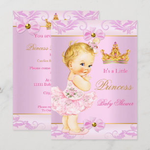 Baby-Shower-Prinzessinnen-Tiara Süßes Mädchen Rosa Einladung