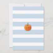 Baby Shower Pumpkin Blue Stripe Harvest Einladung (Rückseite)