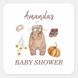 Baby Shower Pumpkin Minimalistisch Baby Quadratischer Aufkleber