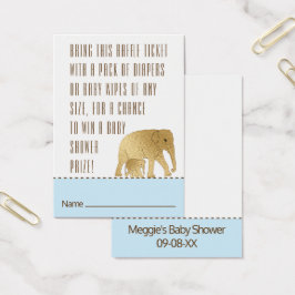 Baby Shower Raffle Ticket Elephant Gold Blue