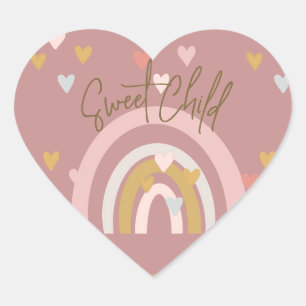 Baby Shower Rainbow Hearts Pink Herz-Aufkleber