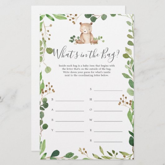 Baby Shower rät, was im Bag Game ist (Vorne/Hinten)