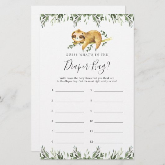 Baby Shower rät, was in der Windelbeutel ist (Vorne/Hinten)