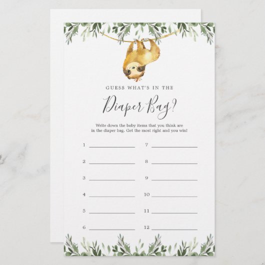 Baby Shower rät, was in der Windelbeutel ist (Vorne/Hinten)