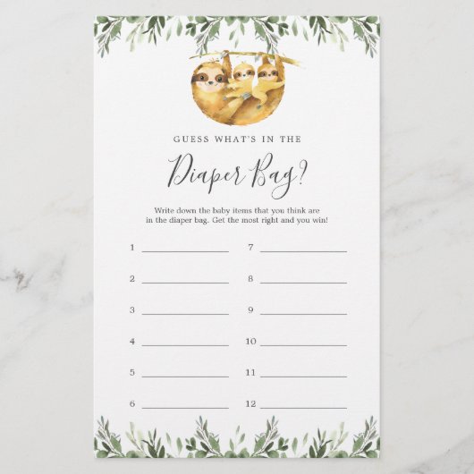 Baby Shower rät, was in der Windelbeutel ist (Vorderseite)