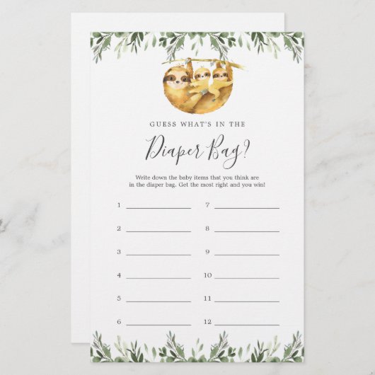 Baby Shower rät, was in der Windelbeutel ist (Vorne/Hinten)