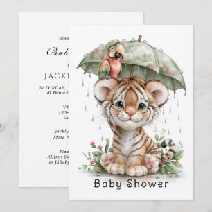 Baby-Shower-Regenschirm-Tiger-Papagei Einladung