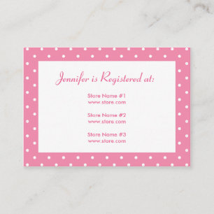 Baby Shower Registrierungskarte mit Datum - rosa P Begleitkarte