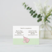 Baby Shower Registry Card Rosa Elephant Hugs Begleitkarte (Stehend Vorderseite)